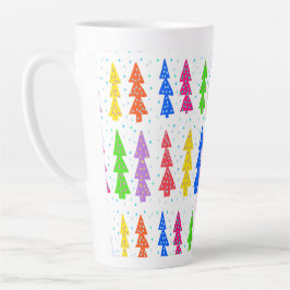 Caneca De Café Latte Árvore de Natal Colorida Pop Art