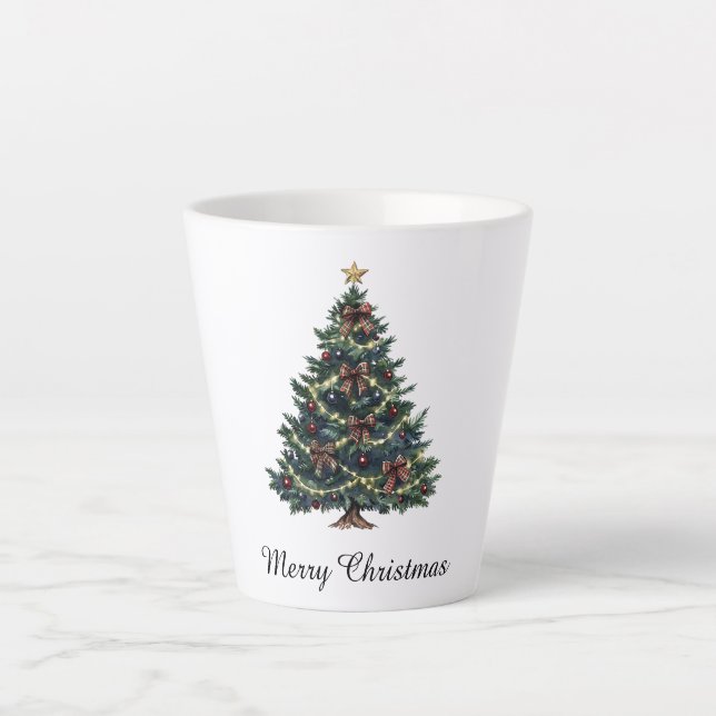 Caneca De Café Latte Árvore de Natal Country (Frente)