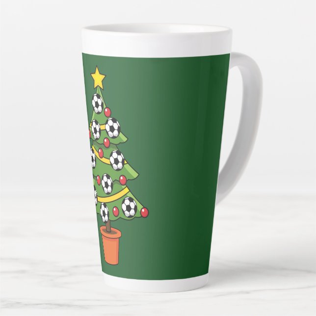 Caneca De Café Latte Árvore de Natal de Futebol (Ângulo direito)