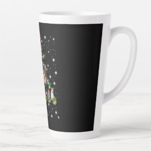 Caneca De Café Latte Árvore De Natal De Gato Bonito Coberta Por Lanter