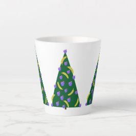 Caneca De Café Latte Árvore de Natal de pop Art com Maçãs e Bananas