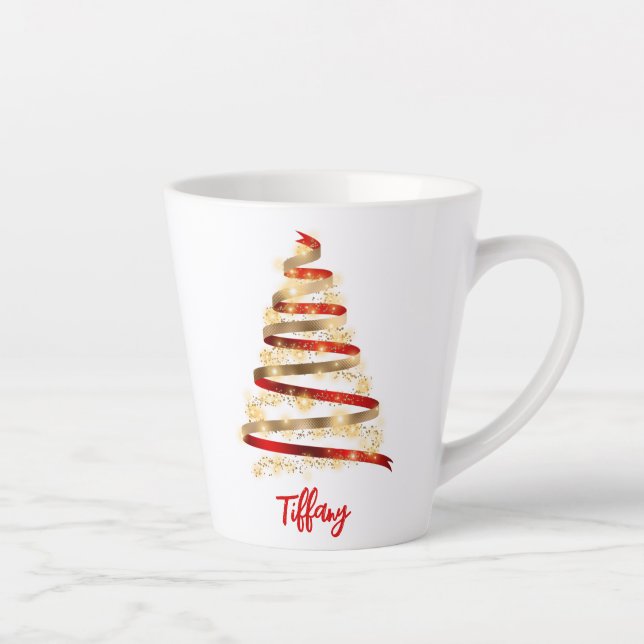 Caneca De Café Latte Árvore de Natal decorativa e Dourada (Direita)