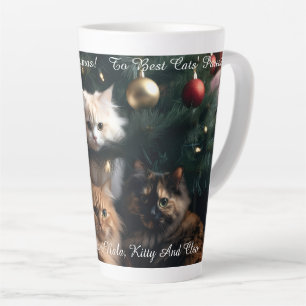 Caneca De Café Latte Árvore de Natal dos Gatos, Imagem e Texto, Persona