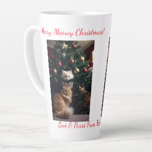 Caneca De Café Latte Árvore de Natal dos Gatos, Nomes Imagem Texto, Per