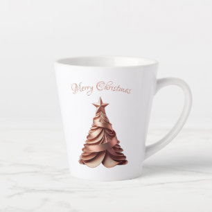 Caneca De Café Latte Árvore de Natal Dourada do Elegante Moderno