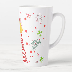Caneca De Café Latte Árvore de Natal em Espiral e Desenho de Sininhos