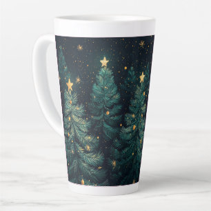 Caneca De Café Latte Árvore de Natal Festiva com gif de Design de Inver