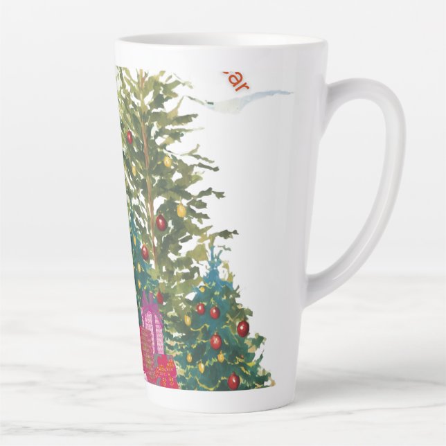 Caneca De Café Latte Árvore de Natal festiva com presentes (Direita)