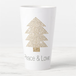 Caneca De Café Latte Árvore de Natal Glitzy Dourada