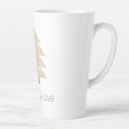 Caneca De Café Latte Árvore de Natal Glitzy Dourada   