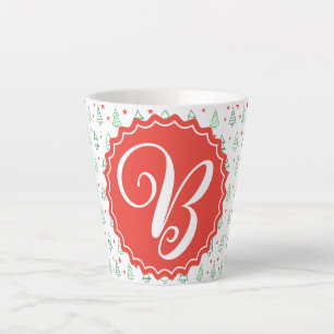 Caneca De Café Latte Árvore de Natal Vermelha e Verde