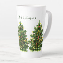 Caneca De Café Latte Árvore de Natal Vintage