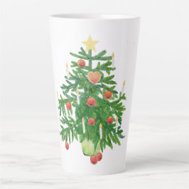 Caneca De Café Latte Árvore de Natal Vintage com um Biscoito de Estrela