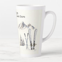 Caneca De Café Latte Árvore de neve russa de aquarela