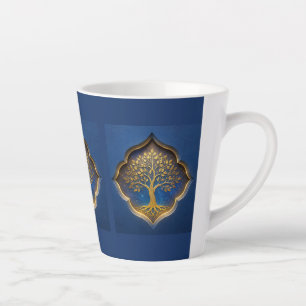 Caneca De Café Latte Árvore Dourada em Presente de Moldura Celestial