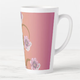 Caneca De Café Latte Árvore Espiral Com Flor