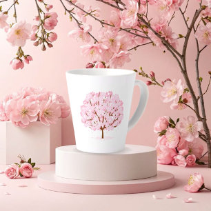 Caneca De Café Latte Árvore Floral de Sakura Flor de Cerejeira Japonesa