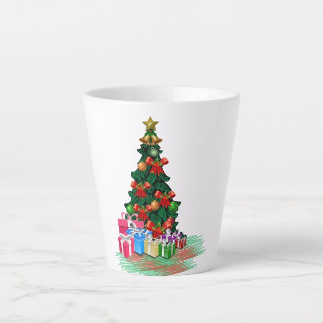 Caneca De Café Latte Árvore Natal 2021 - Lata Branca (Frente)