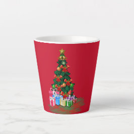 Caneca De Café Latte Árvore Natal 2021 - Lata Vermelha