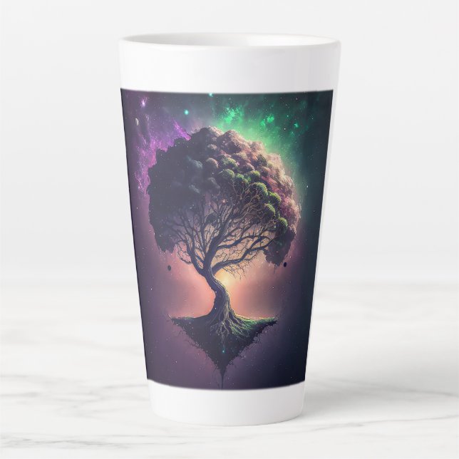 Caneca De Café Latte Árvore no espaço - Lata (Frente)