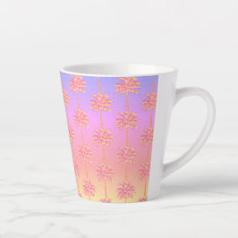 Caneca De Café Latte Árvore Rosa-Rosa-Palm, Ilha Sunset Tropical