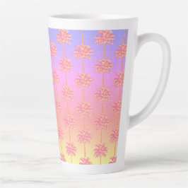 Caneca De Café Latte Árvore Rosa-Rosa-Palm, Ilha Sunset Tropical