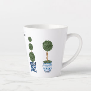 Caneca De Café Latte Árvore Topiária de Cerâmica Trio Chinoiserie 