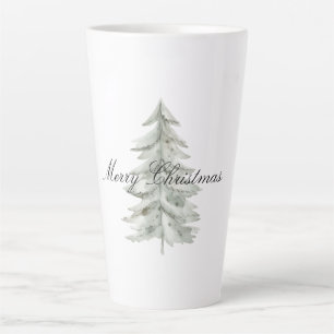 Caneca De Café Latte Árvore Verde Branco Natal