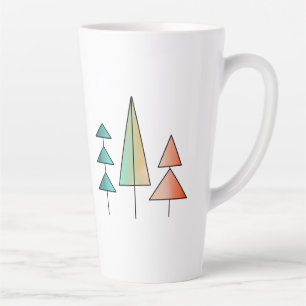 Caneca De Café Latte árvores arco-íris modernistas de meados do século