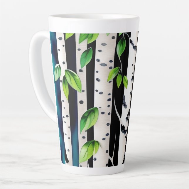 Caneca De Café Latte Árvores de Aspen de Aquarela (Ângulo esquerdo)