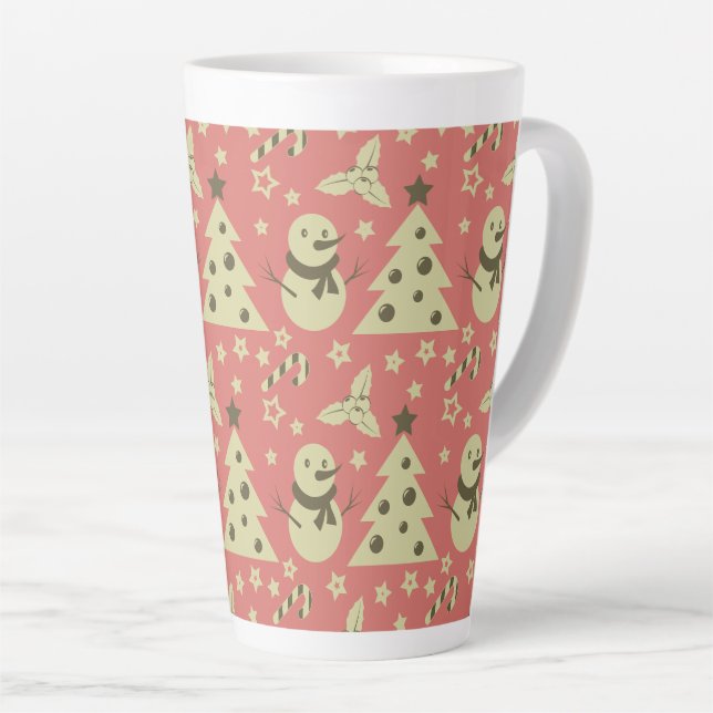 Caneca De Café Latte Árvores de Natal holandesas (Ângulo direito)