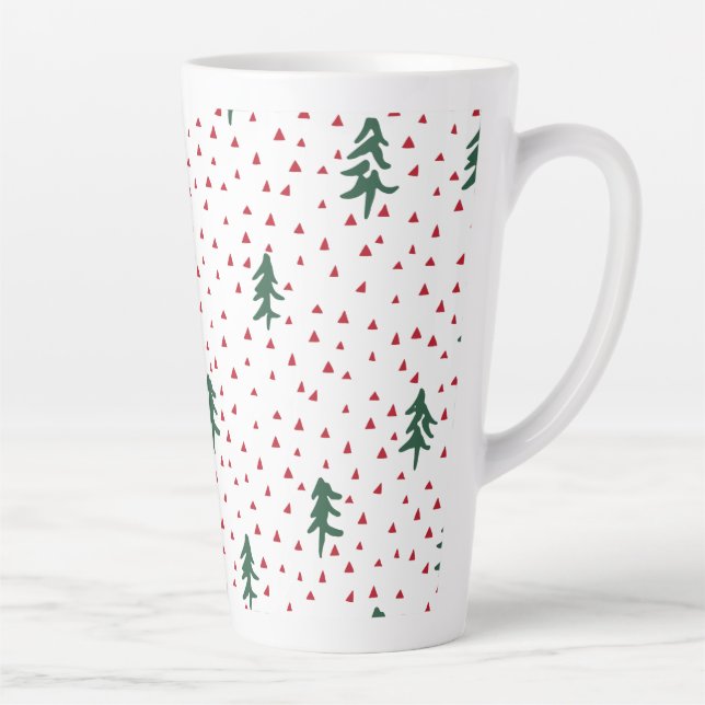 Caneca De Café Latte Árvores de Natal Verdes (Direita)