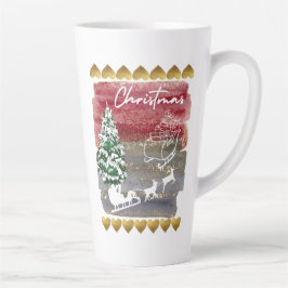 Caneca De Café Latte Árvores de Natal vintage 
