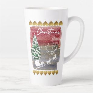 Caneca De Café Latte Árvores de Natal vintage