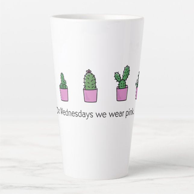 Caneca De Café Latte Às quartas-feiras Vestimos Rosa (Frente)