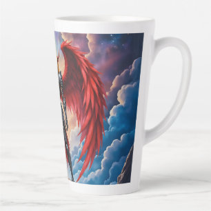 Caneca De Café Latte Asa Carmesim – Guerreiro Anjo Caído.