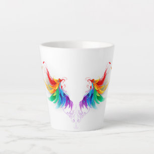 Caneca De Café Latte Asas Arco-íris Fofas