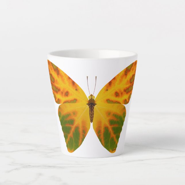 Caneca De Café Latte Aspen Leaf Butterfly 1 (Frente)