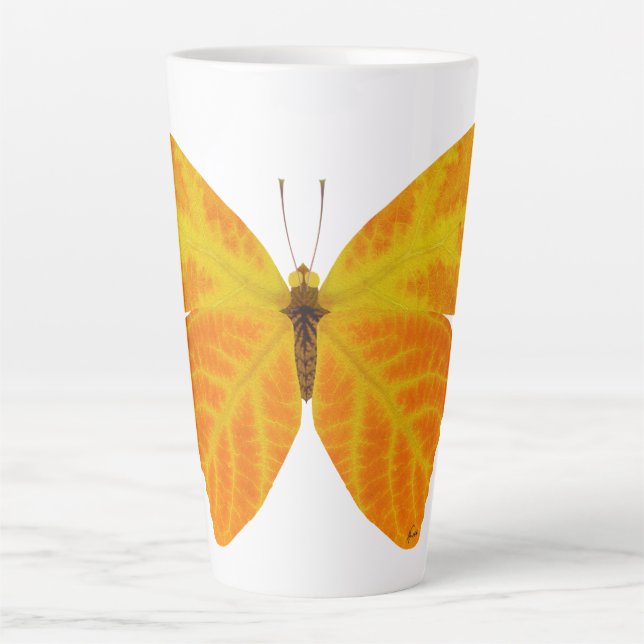 Caneca De Café Latte Aspen Leaf Butterfly 3 (Frente)