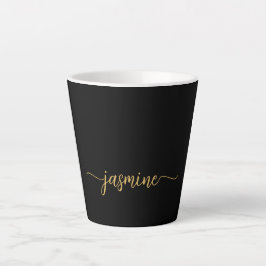 Caneca De Café Latte Assinatura de Nome com Monograma Preto e Dourado M