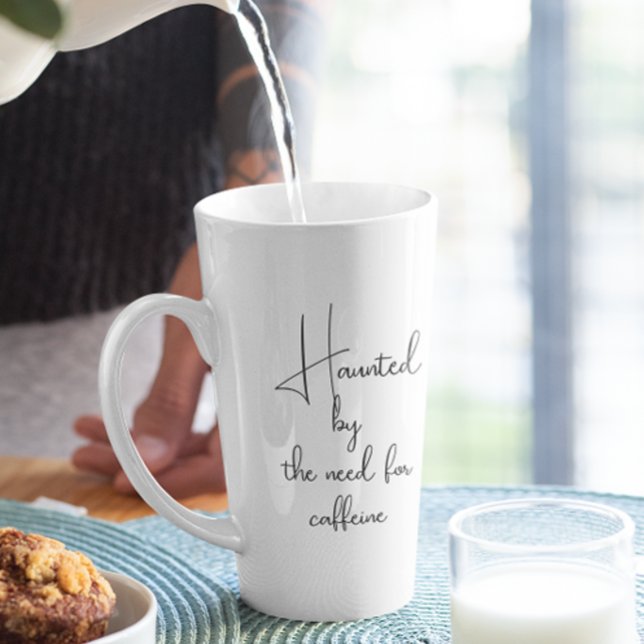 Caneca De Café Latte Assombrado Pelo Café White Halloween (Criador carregado)