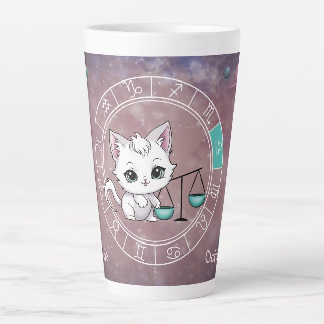 Caneca De Café Latte Astrologia do Planeta de Rodas de Gato Cute de Zod (Frente)