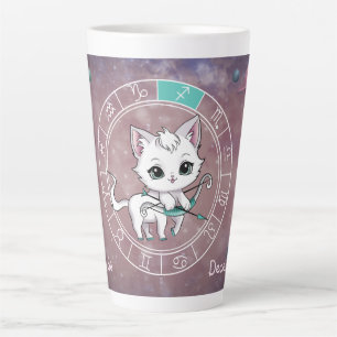 Caneca De Café Latte Astrologia do Planeta de Rodas de Gato Cute Zodiac