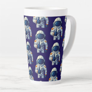 Caneca De Café Latte astronauta em traje espacial mostrando polegar par
