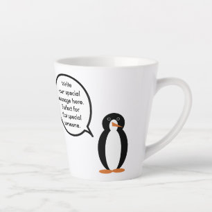 Caneca De Café Latte Aterro de Aniversário Falando Sra. Penguin Persona