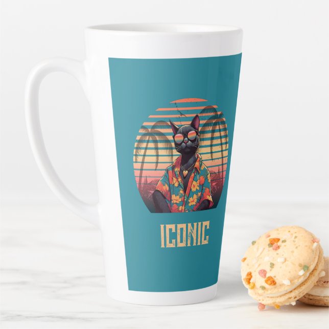 Caneca De Café Latte Atitude tropical de gato do eterno (In Situ)