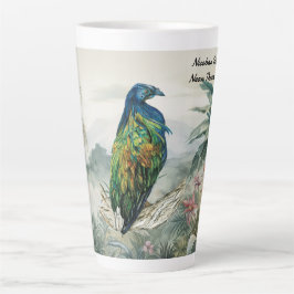 Caneca De Café Latte Atordoante Nicobar Pigeon Latte Mug, Pintado Pela