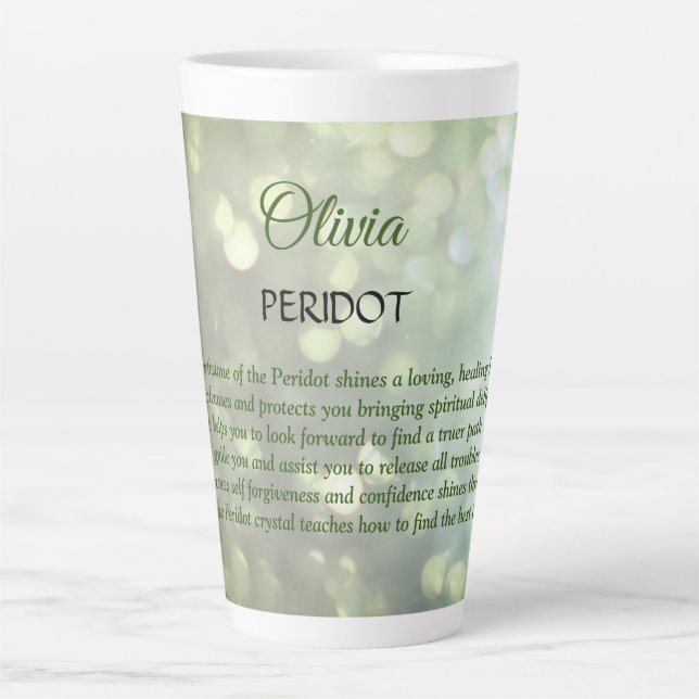 Caneca De Café Latte August Birthstone Peridot design (Frente)