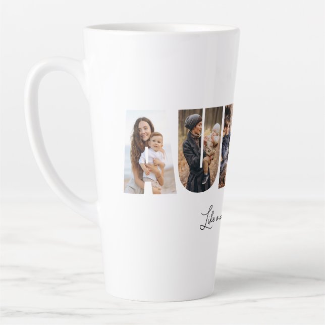 Caneca De Café Latte Auntie Photo Collage Latte Mug (Esquerda)