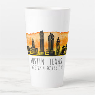 Caneca De Café Latte Austin Skyline Latitude